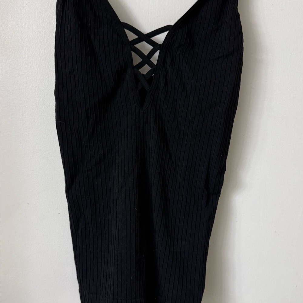 Black Strappy V-Neck Dress